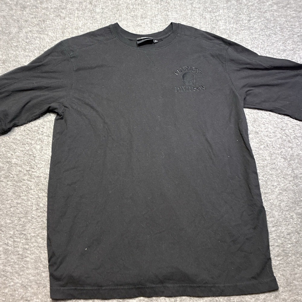 Harley Davidson Shirt Mens XL Black Motorcycle Biker Spell Out Logo Embossed